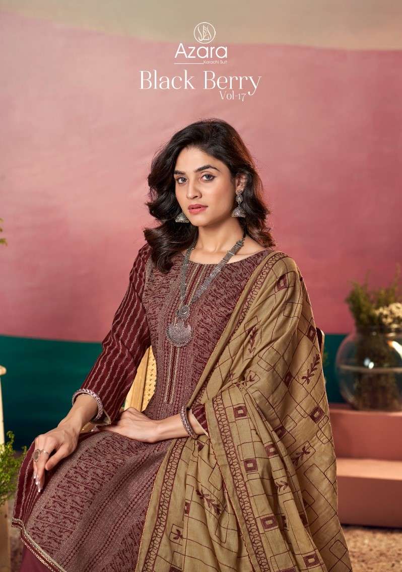 AZARA RADHIKA FAHION BLACK BERRY VOL 17 FANCY PRINT WITH EMBROIDERY WORK SUITS