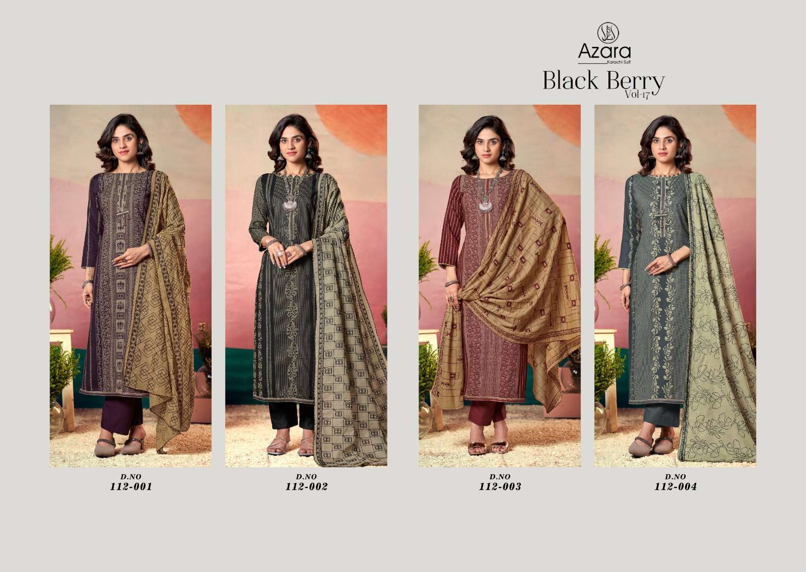 AZARA RADHIKA FAHION BLACK BERRY VOL 17 FANCY PRINT WITH EMBROIDERY WORK SUITS