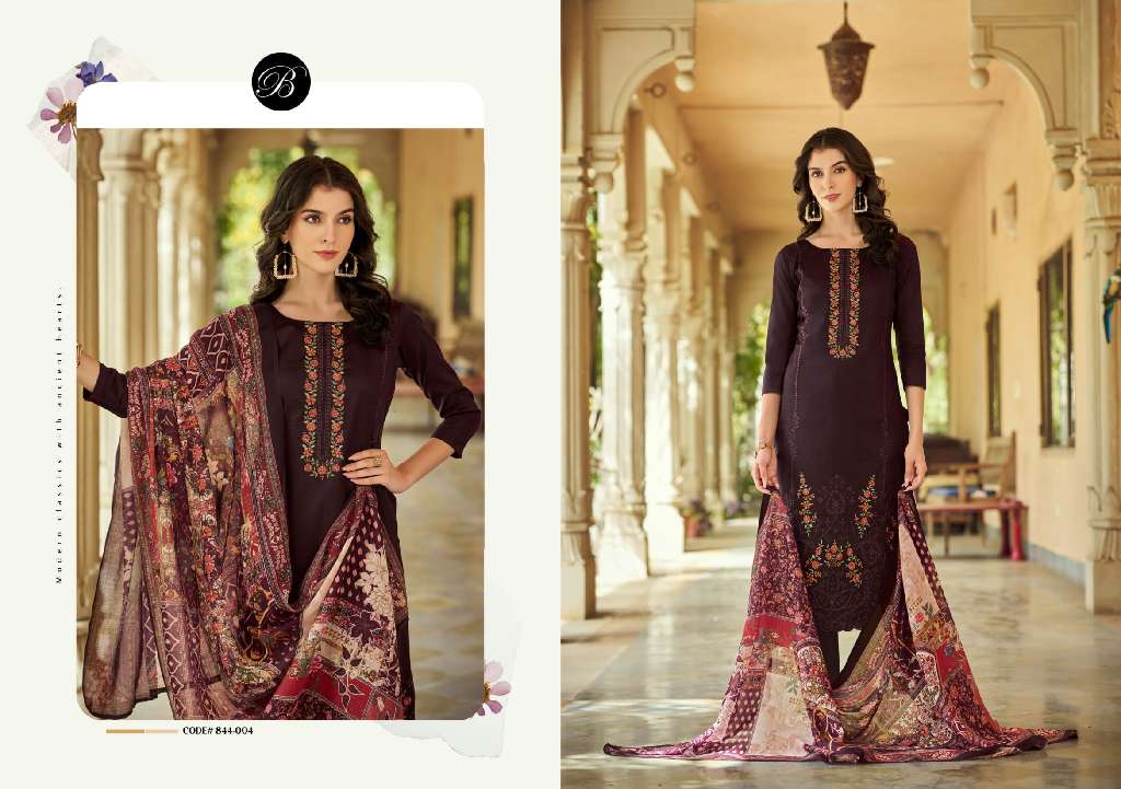 BELLIZA PRESENT ZARQASH VOL-5 WHOLESALE PURE HEAVY JAM WITH HEAVY EMBROIDERY PRETTY DRESS MATERIAL