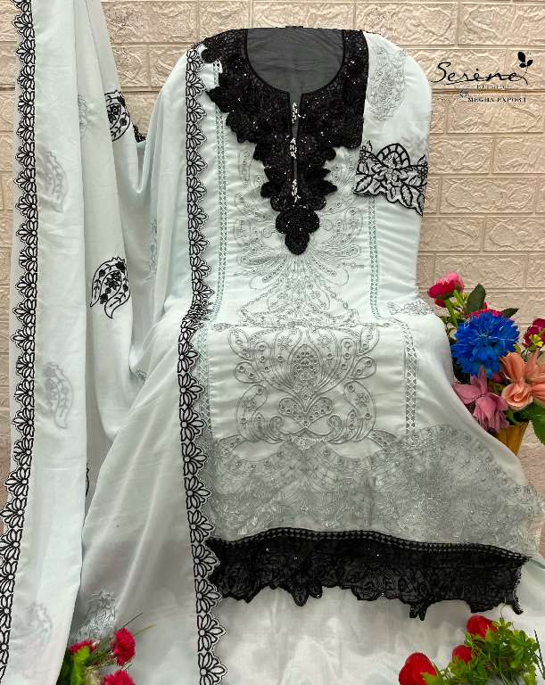 SERINE S-680 WHOLESALE FOX GEORGETTE EMBROIDERY WITH HAND WORK STYLIST PAKISTANI SUITS