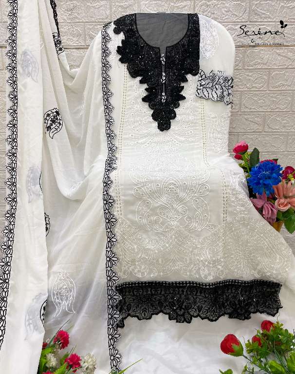 SERINE S-680 WHOLESALE FOX GEORGETTE EMBROIDERY WITH HAND WORK STYLIST PAKISTANI SUITS
