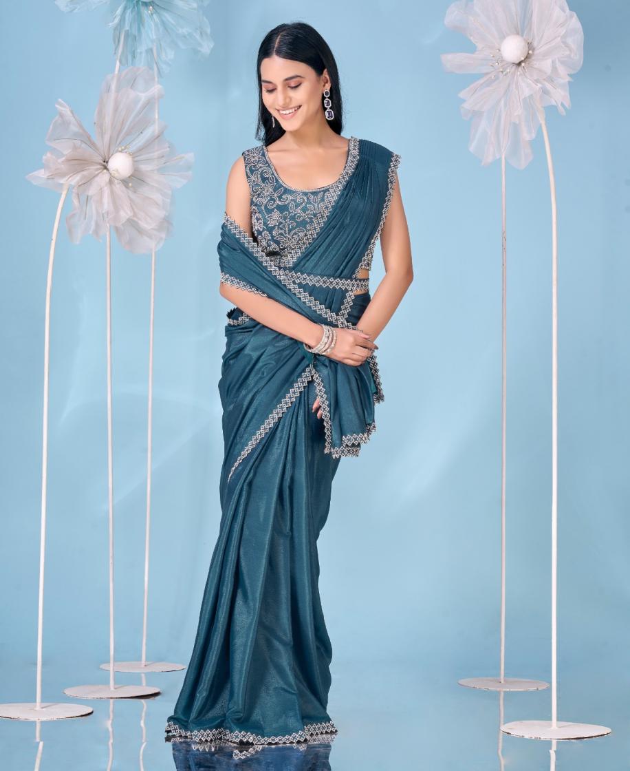 AMOHA TRENDS SHOWCASES A357 PARTY WEAR AESTHETIC READY TO WEAR SAREE