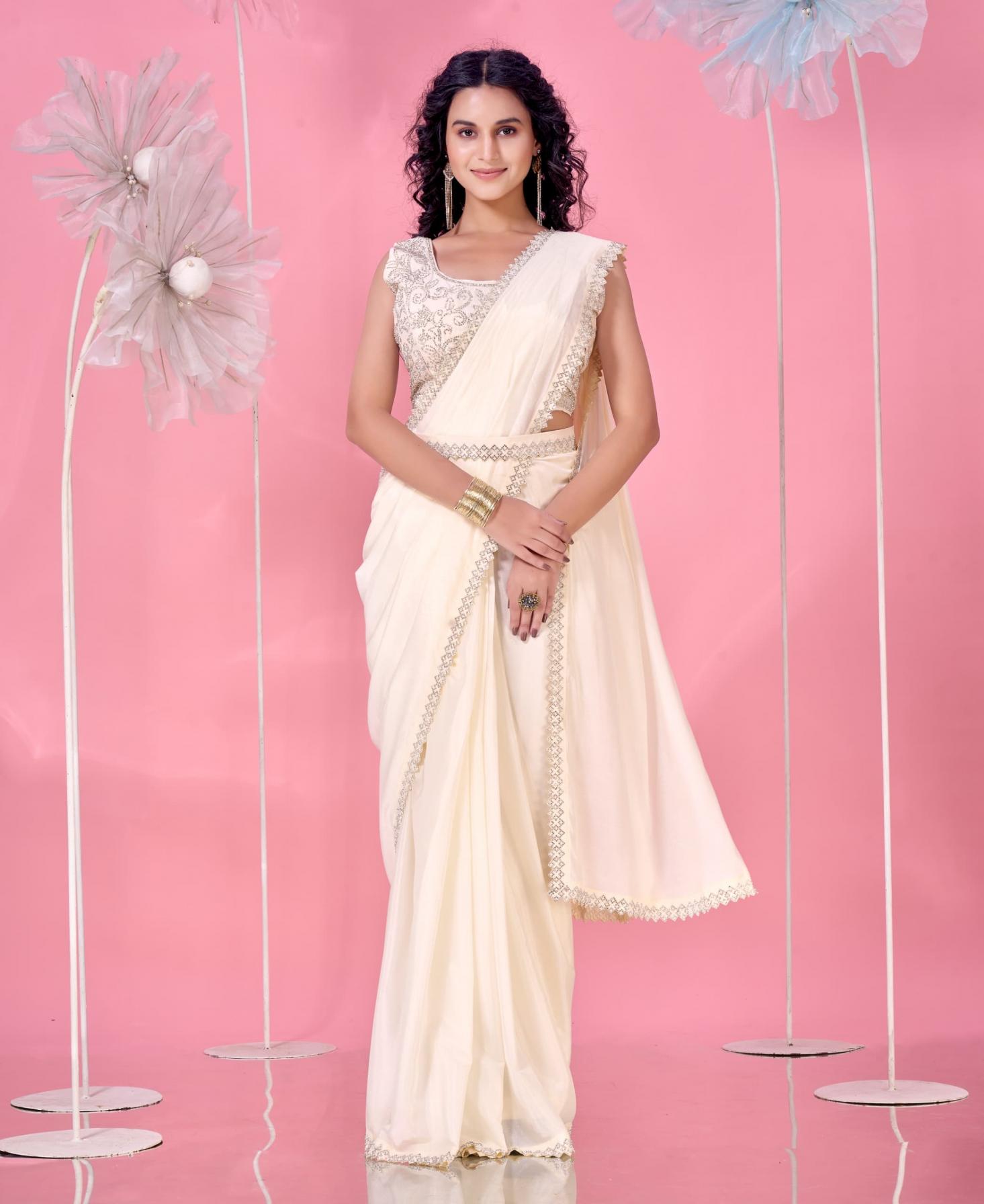 AMOHA TRENDS SHOWCASES A357 PARTY WEAR AESTHETIC READY TO WEAR SAREE
