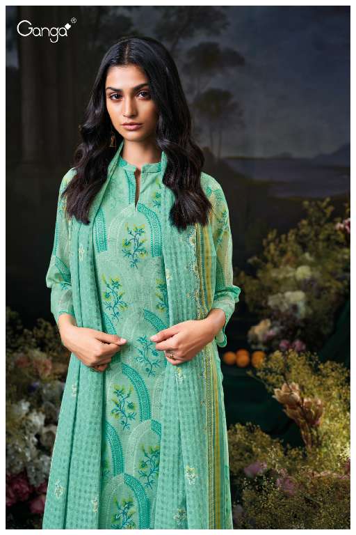 GANGA GIGI 53602 WHOLESALE COTTON MAL PRINTED WITH HAND WORK PREMIUM QUALITY SUITS