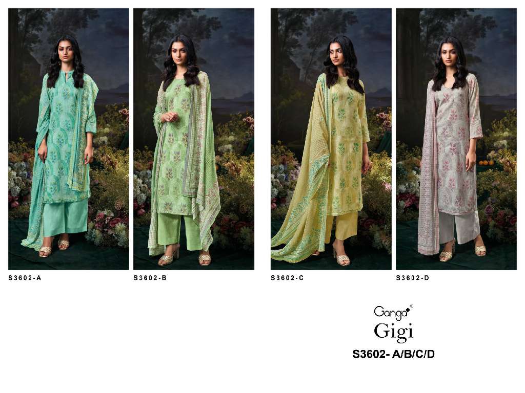 GANGA GIGI 53602 WHOLESALE COTTON MAL PRINTED WITH HAND WORK PREMIUM QUALITY SUITS
