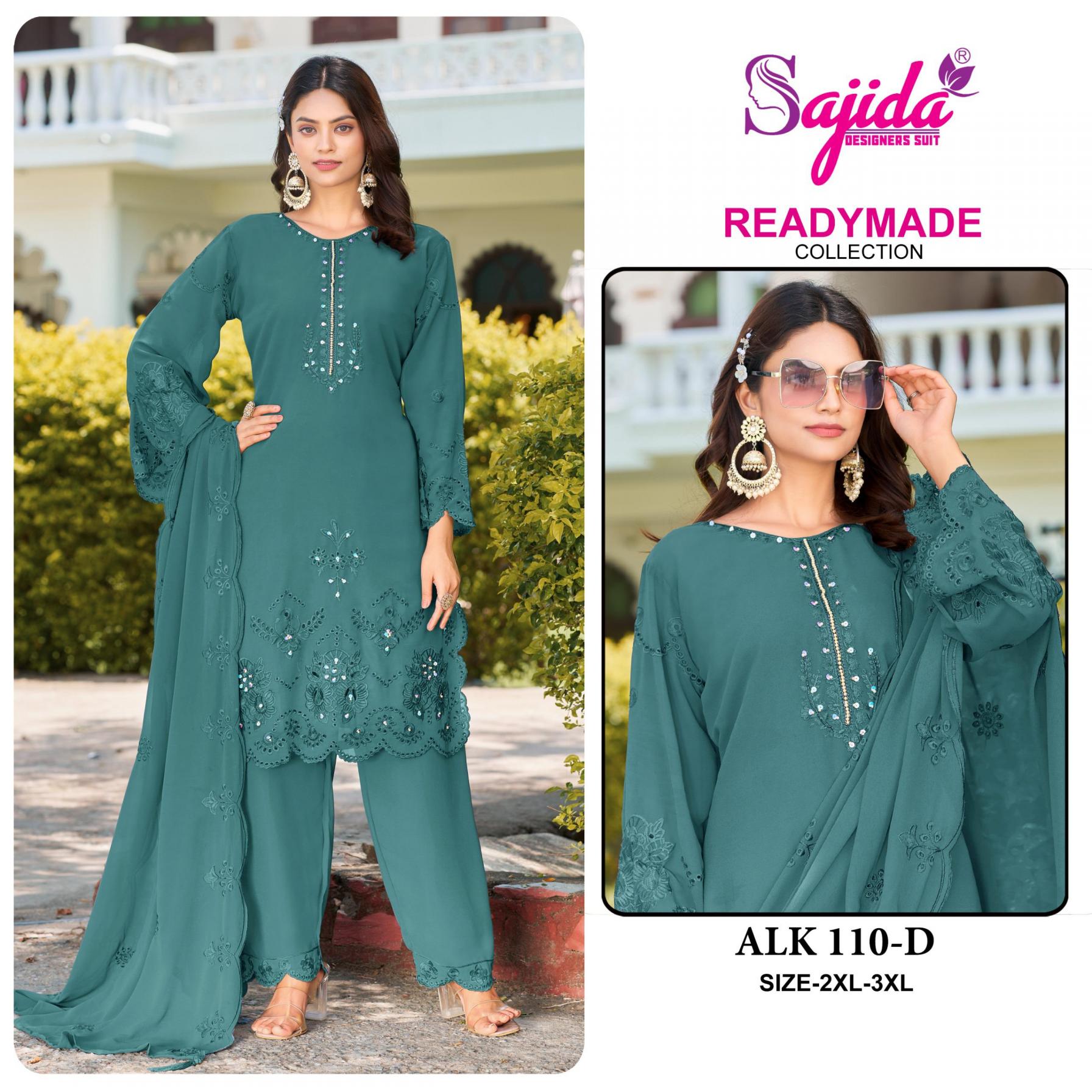 ALK-110 BY SAJIDA DESIGNER 3PCS READYMADE INDIAN PAKISTANI SUITS