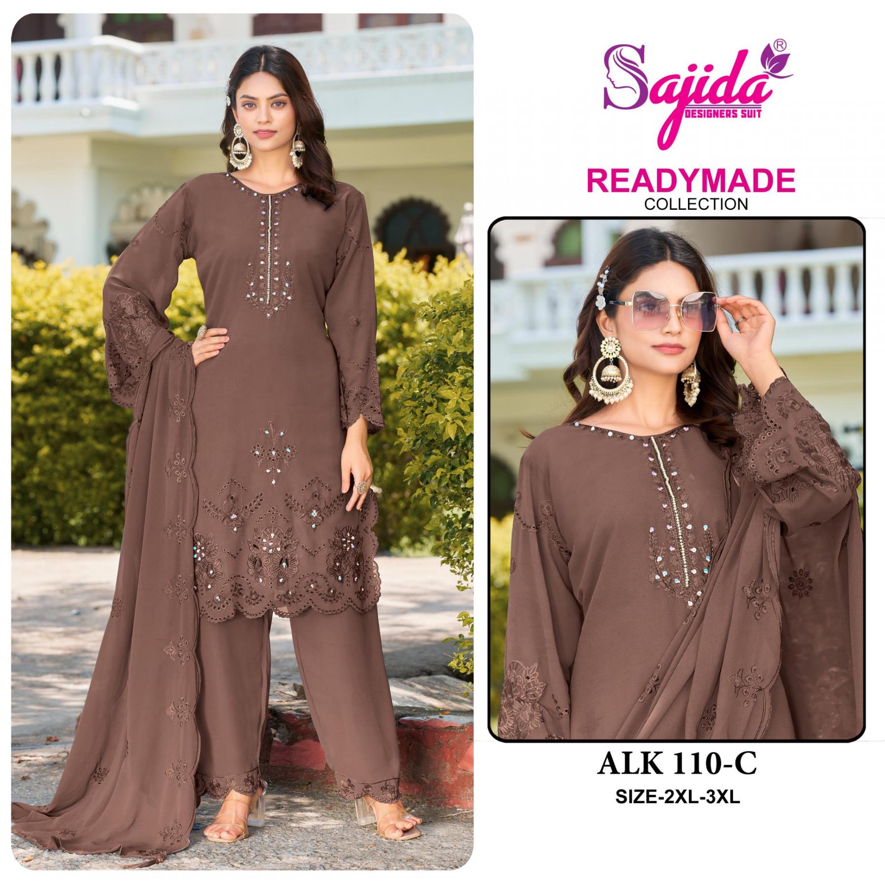 ALK-110 BY SAJIDA DESIGNER 3PCS READYMADE INDIAN PAKISTANI SUITS