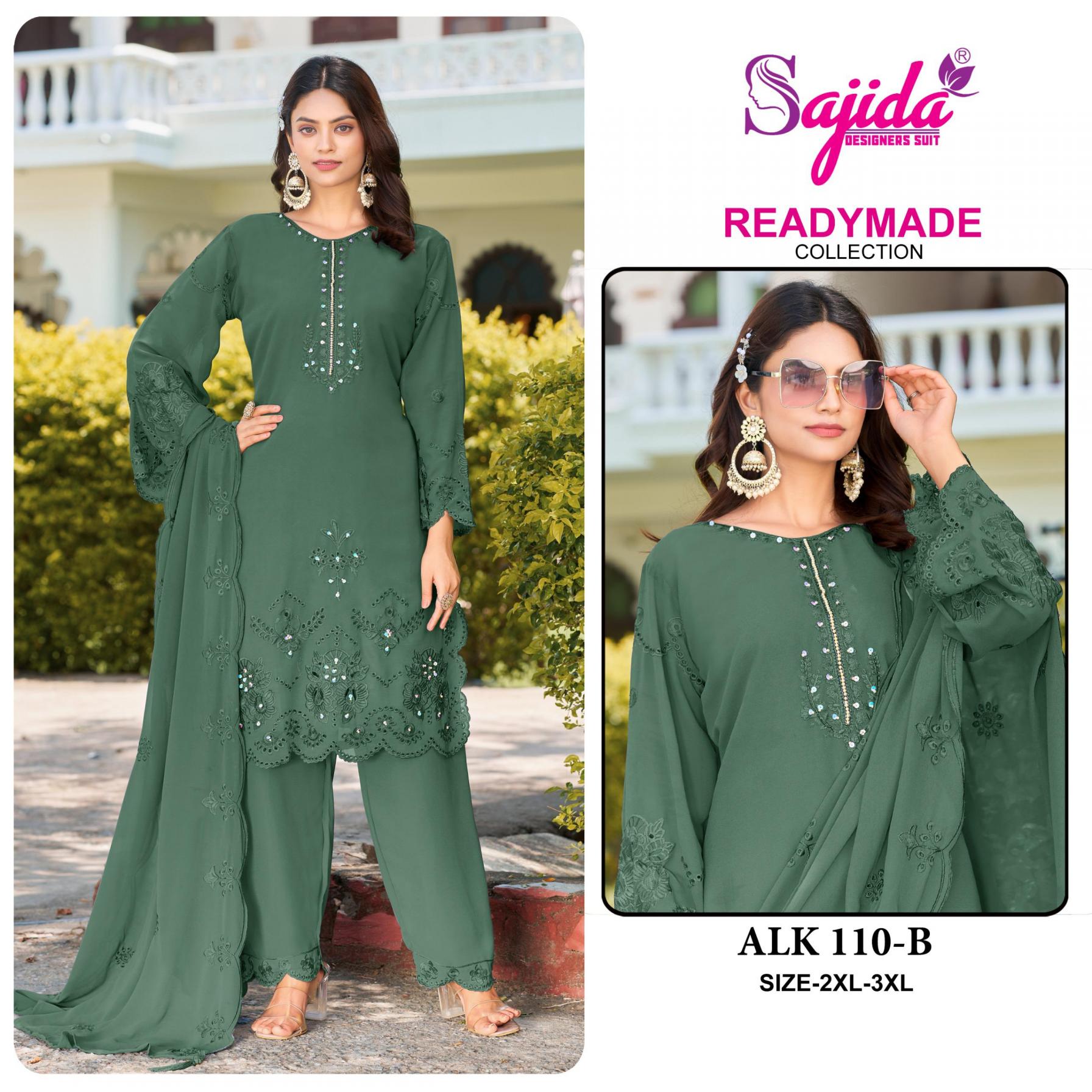 ALK-110 BY SAJIDA DESIGNER 3PCS READYMADE INDIAN PAKISTANI SUITS