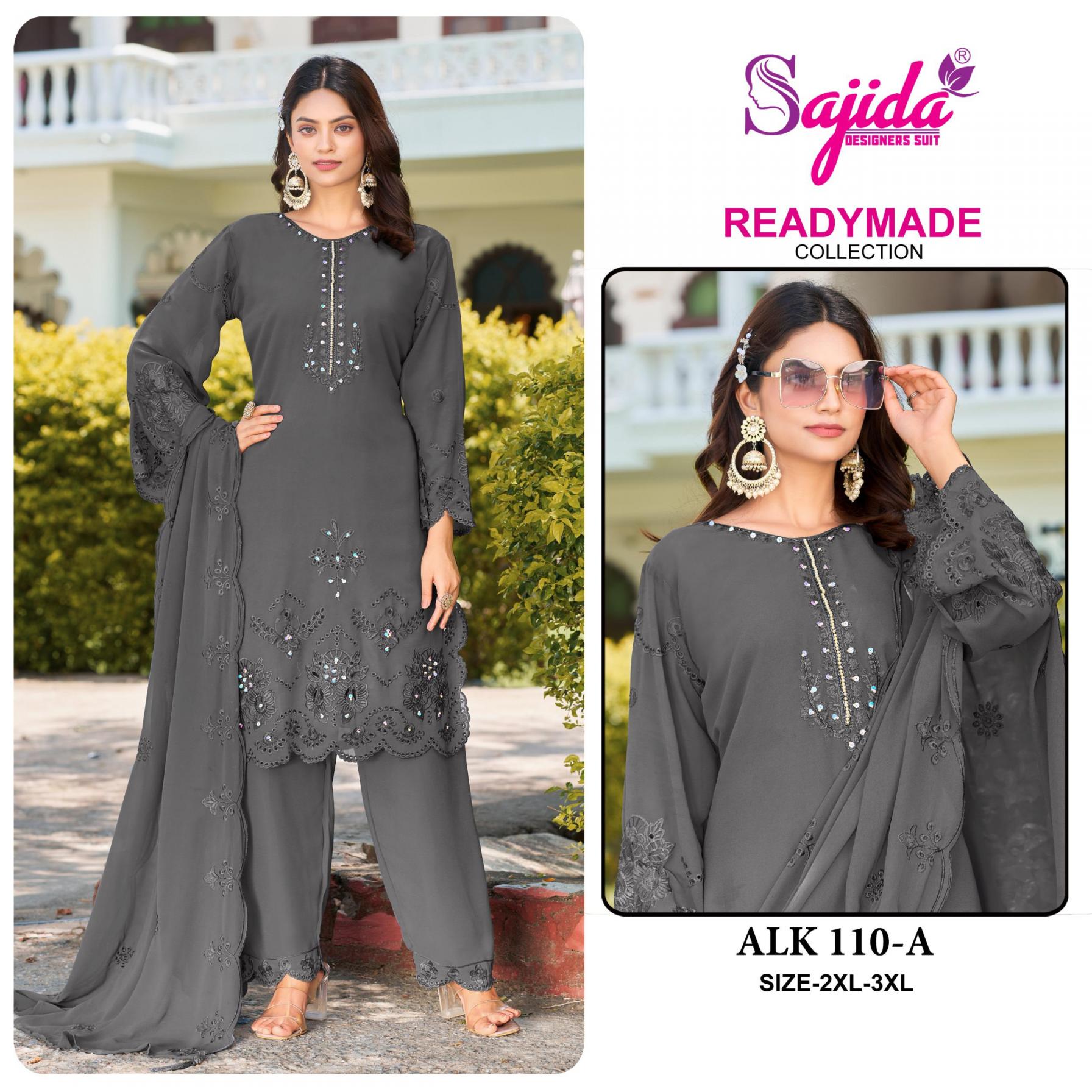 ALK-110 BY SAJIDA DESIGNER 3PCS READYMADE INDIAN PAKISTANI SUITS