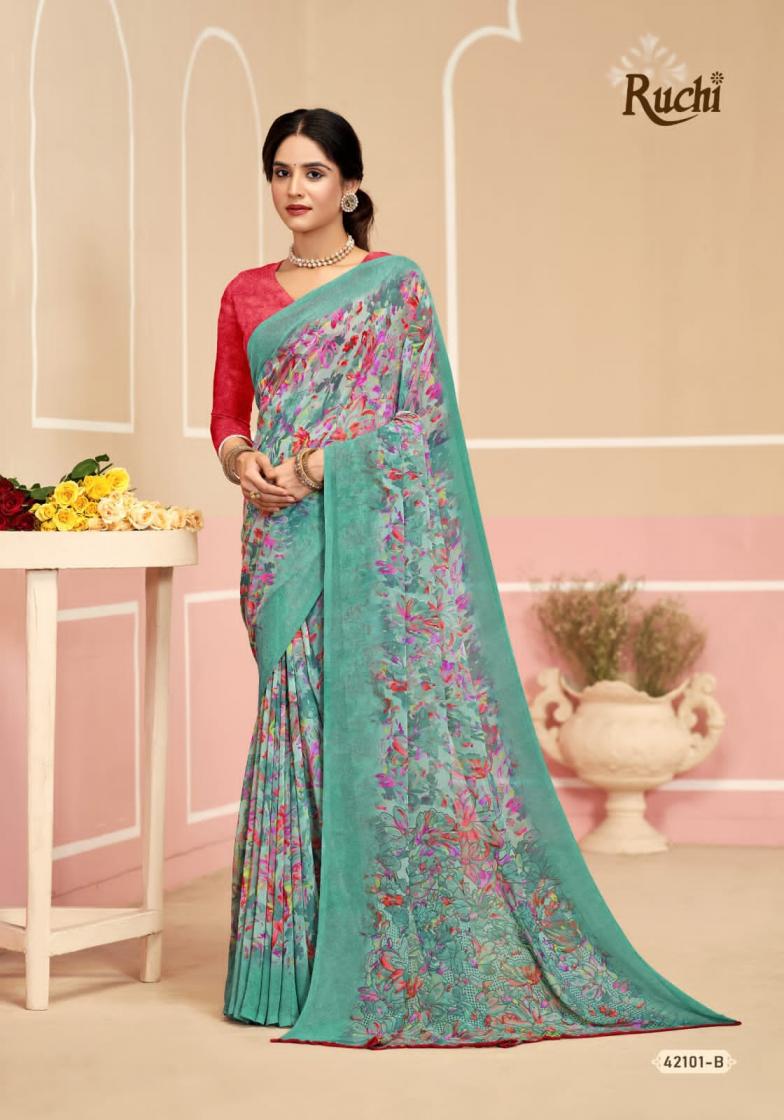 RUCHI SAREES RAGAA GEORGETTE 17 SOFT PRINTED SAREES COLLECTION