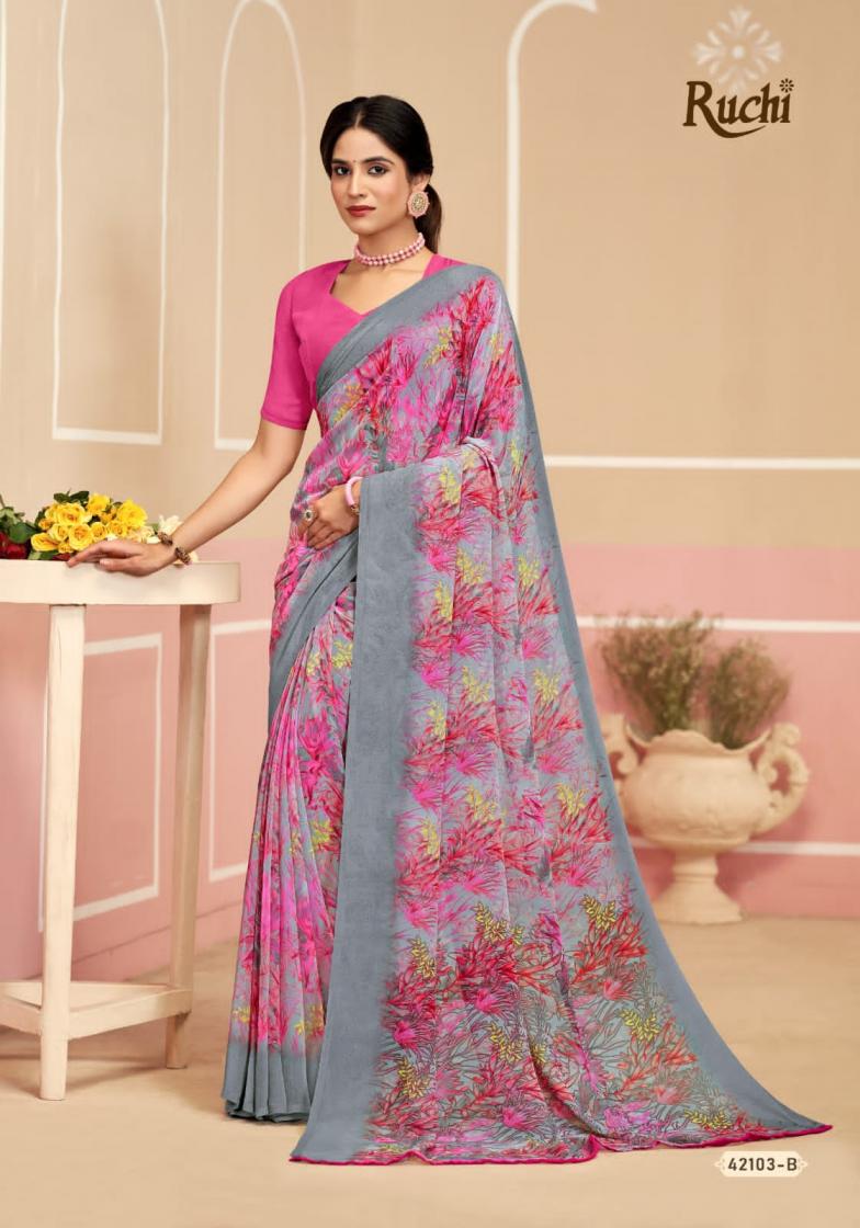 RUCHI SAREES RAGAA GEORGETTE 17 SOFT PRINTED SAREES COLLECTION