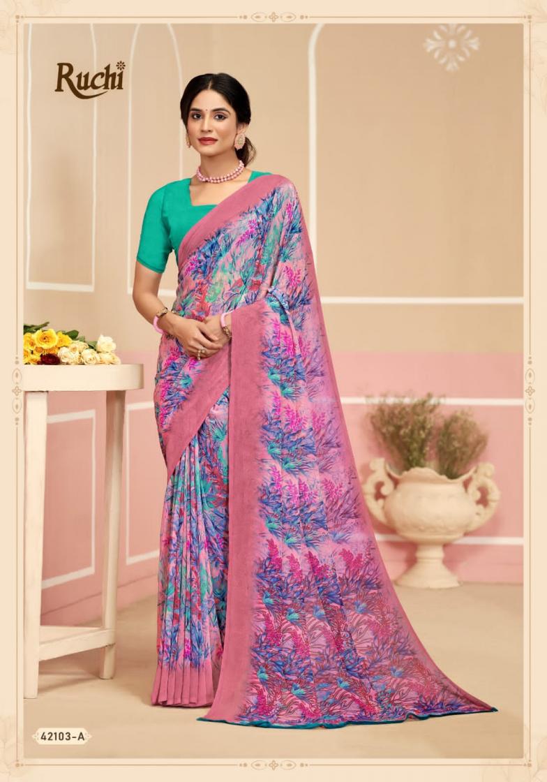 RUCHI SAREES RAGAA GEORGETTE 17 SOFT PRINTED SAREES COLLECTION