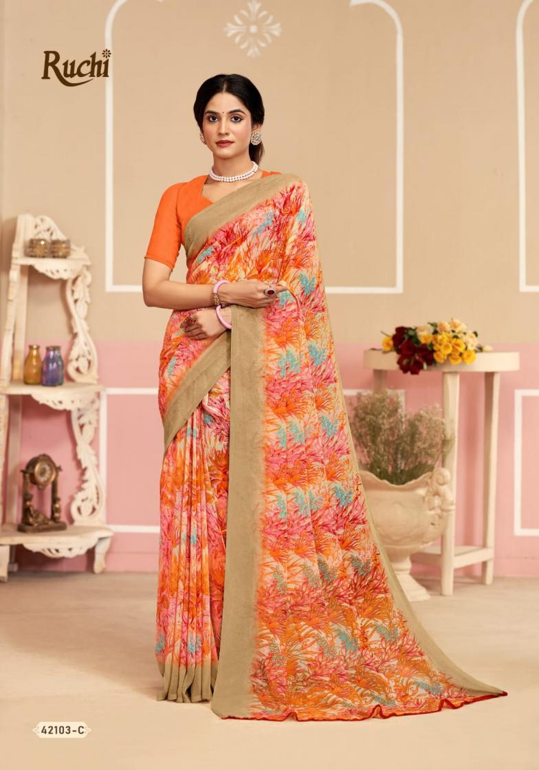RUCHI SAREES RAGAA GEORGETTE 17 SOFT PRINTED SAREES COLLECTION