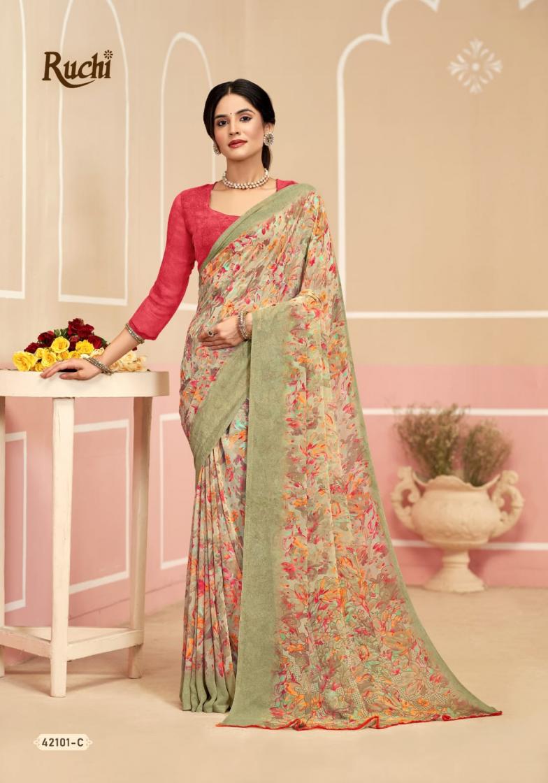 RUCHI SAREES RAGAA GEORGETTE 17 SOFT PRINTED SAREES COLLECTION
