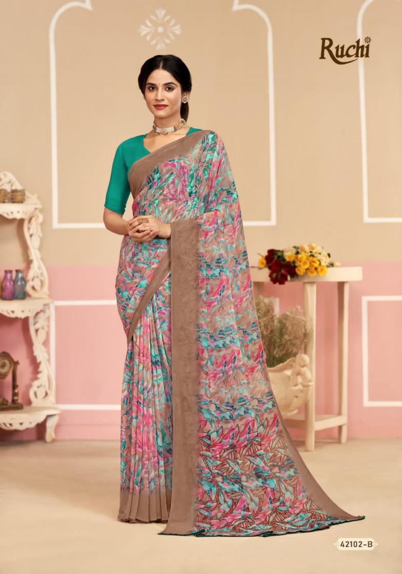 RUCHI SAREES RAGAA GEORGETTE 17 SOFT PRINTED SAREES COLLECTION