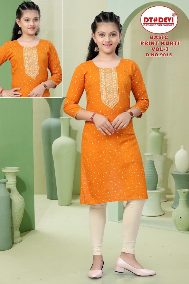 DT DEVI BASIC PRINT KURTI VOL 3 9015 FULLY STITCH CASUAL RAYON KIDS COMBO KURTIS