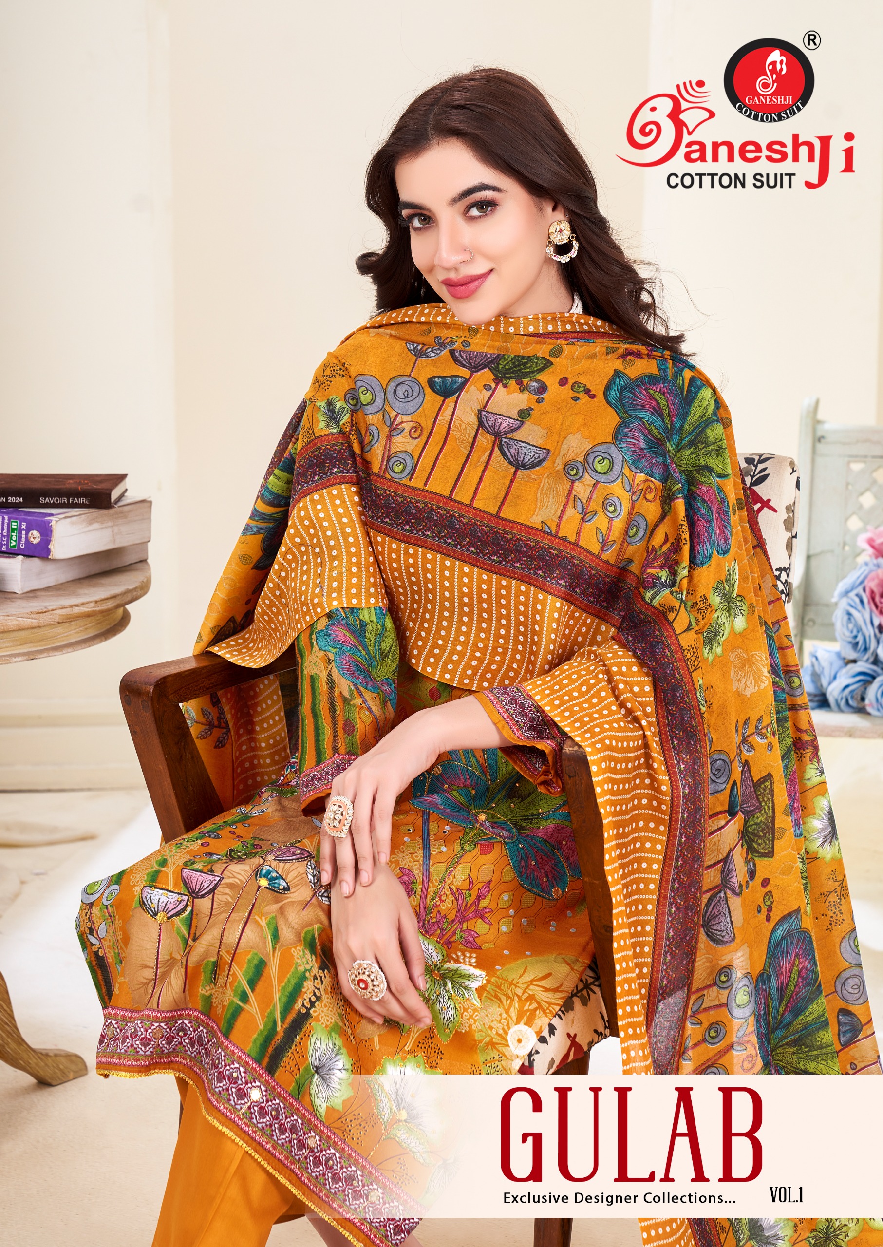 GANESHJI GULAB VOL-1 WHOLESALE COTTON PRINTED DAILY WEAR DRESS MATERIAL