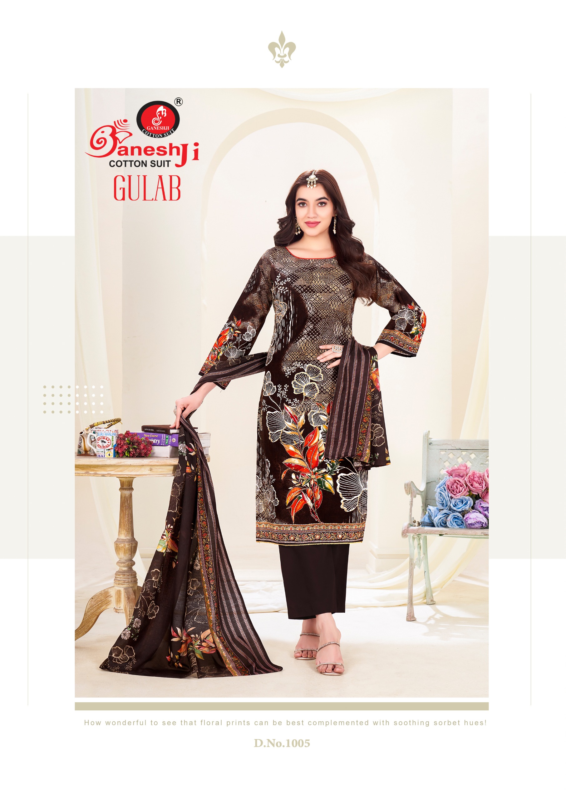 GANESHJI GULAB VOL-1 WHOLESALE COTTON PRINTED DAILY WEAR DRESS MATERIAL