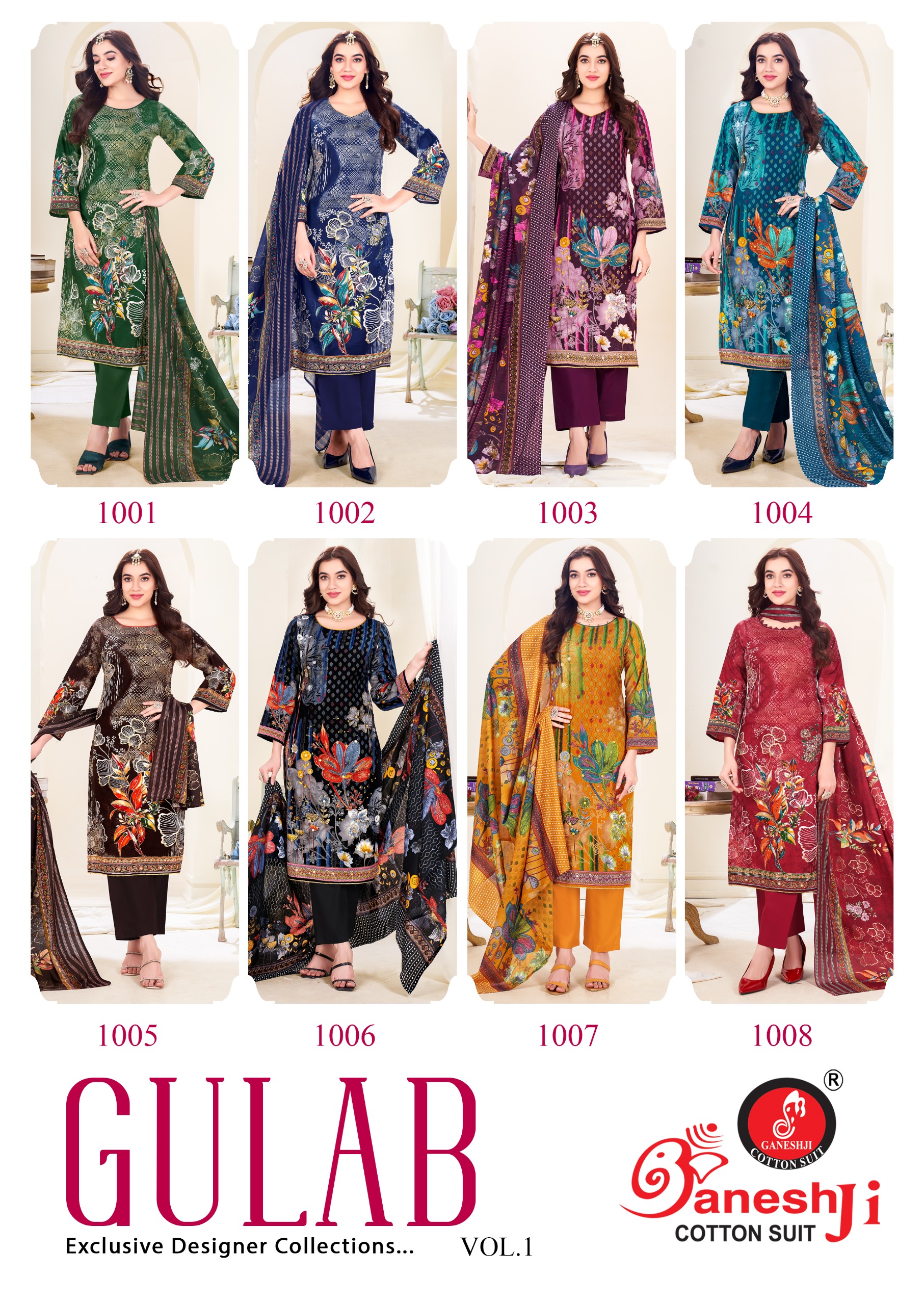 GANESHJI GULAB VOL-1 WHOLESALE COTTON PRINTED DAILY WEAR DRESS MATERIAL