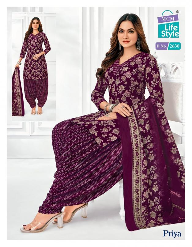 MCM LIFESTYLE PRIYA VOL 26 CAMBRIC COTTON PRINTED PATIYALA STYLE DRESS MATERIAL