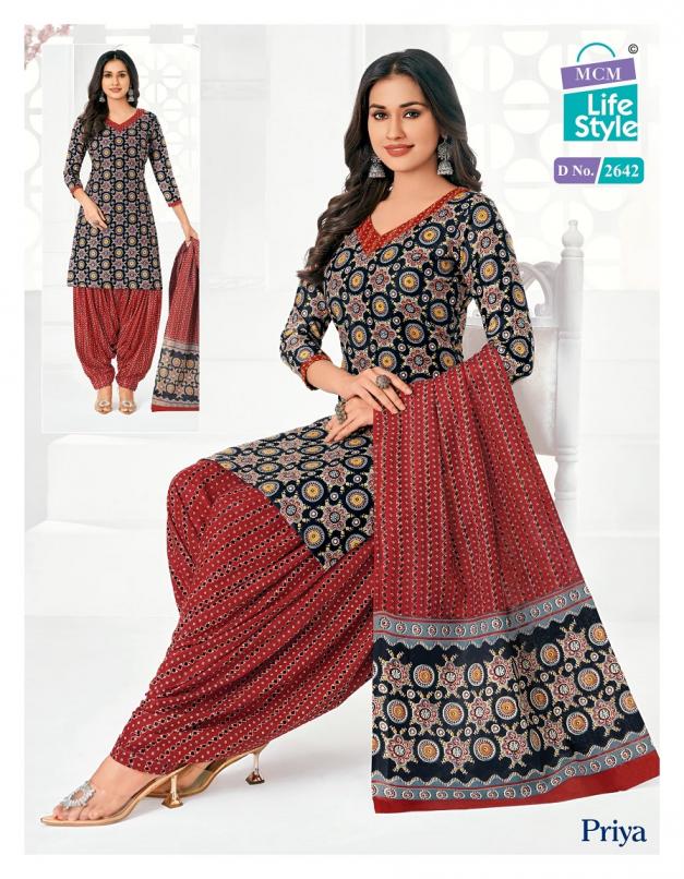 MCM LIFESTYLE PRIYA VOL 26 CAMBRIC COTTON PRINTED PATIYALA STYLE DRESS MATERIAL