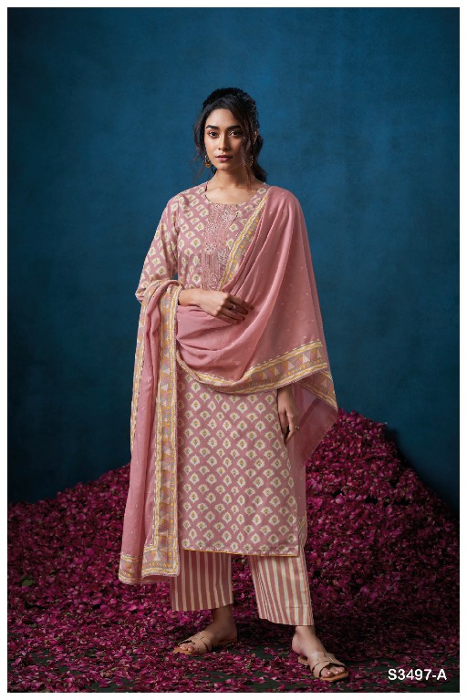 GANGA DEVIN S3497 WHOLESALE PREMIUM COTTON PRINTED SEMI STITCHED CLASSIC STYLE SALWAR SUITS