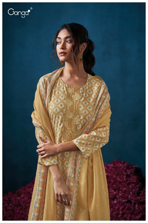 GANGA DEVIN S3497 WHOLESALE PREMIUM COTTON PRINTED SEMI STITCHED CLASSIC STYLE SALWAR SUITS