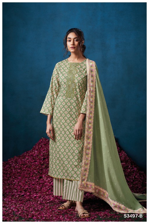 GANGA DEVIN S3497 WHOLESALE PREMIUM COTTON PRINTED SEMI STITCHED CLASSIC STYLE SALWAR SUITS