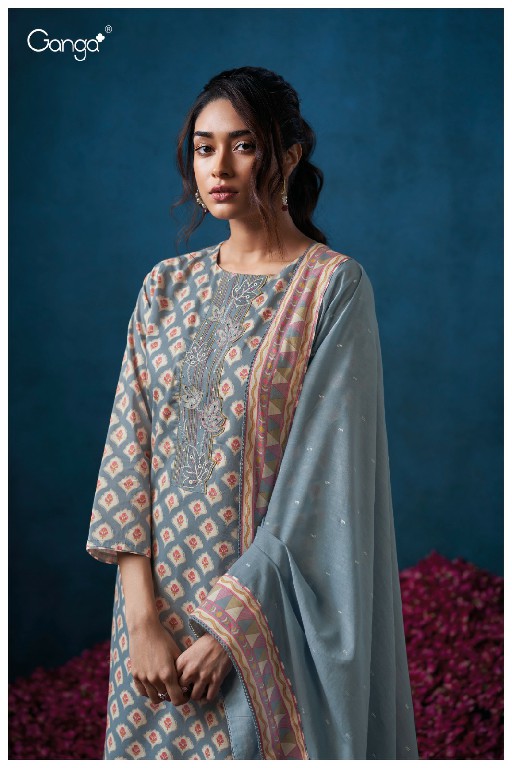 GANGA DEVIN S3497 WHOLESALE PREMIUM COTTON PRINTED SEMI STITCHED CLASSIC STYLE SALWAR SUITS