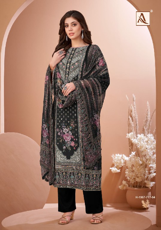 ALOK SUITS BLACK MIRROR WHOLESALE PURE VISCOSE MASLIN DIGITAL PRINT WITH HAND WORK CLASSIC PAKISTANI SUITS