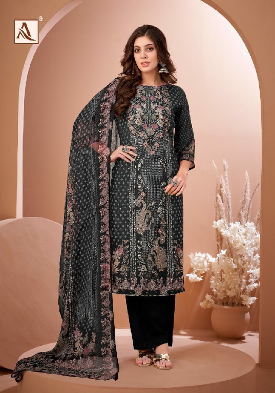 ALOK SUITS BLACK MIRROR WHOLESALE PURE VISCOSE MASLIN DIGITAL PRINT WITH HAND WORK CLASSIC PAKISTANI SUITS