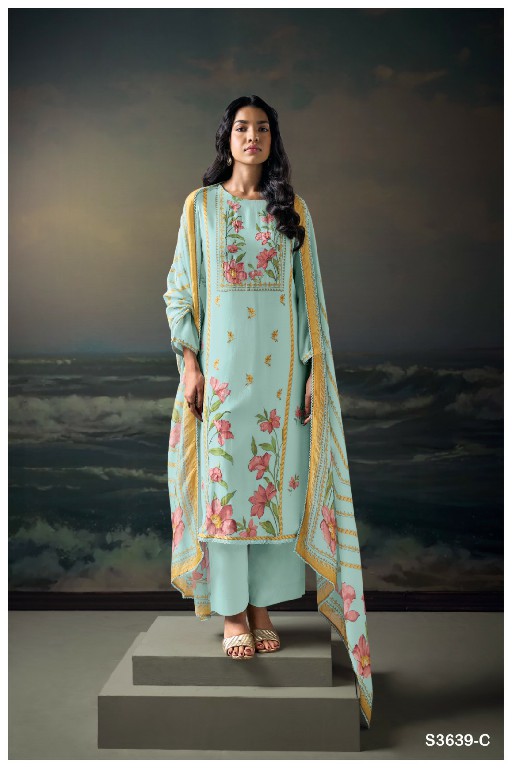 GANGA KAISHA S3639 WHOLESALE PREMIUM PURE BEMBERG SILK DESIGNER SUITS