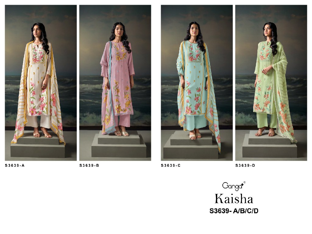 GANGA KAISHA S3639 WHOLESALE PREMIUM PURE BEMBERG SILK DESIGNER SUITS