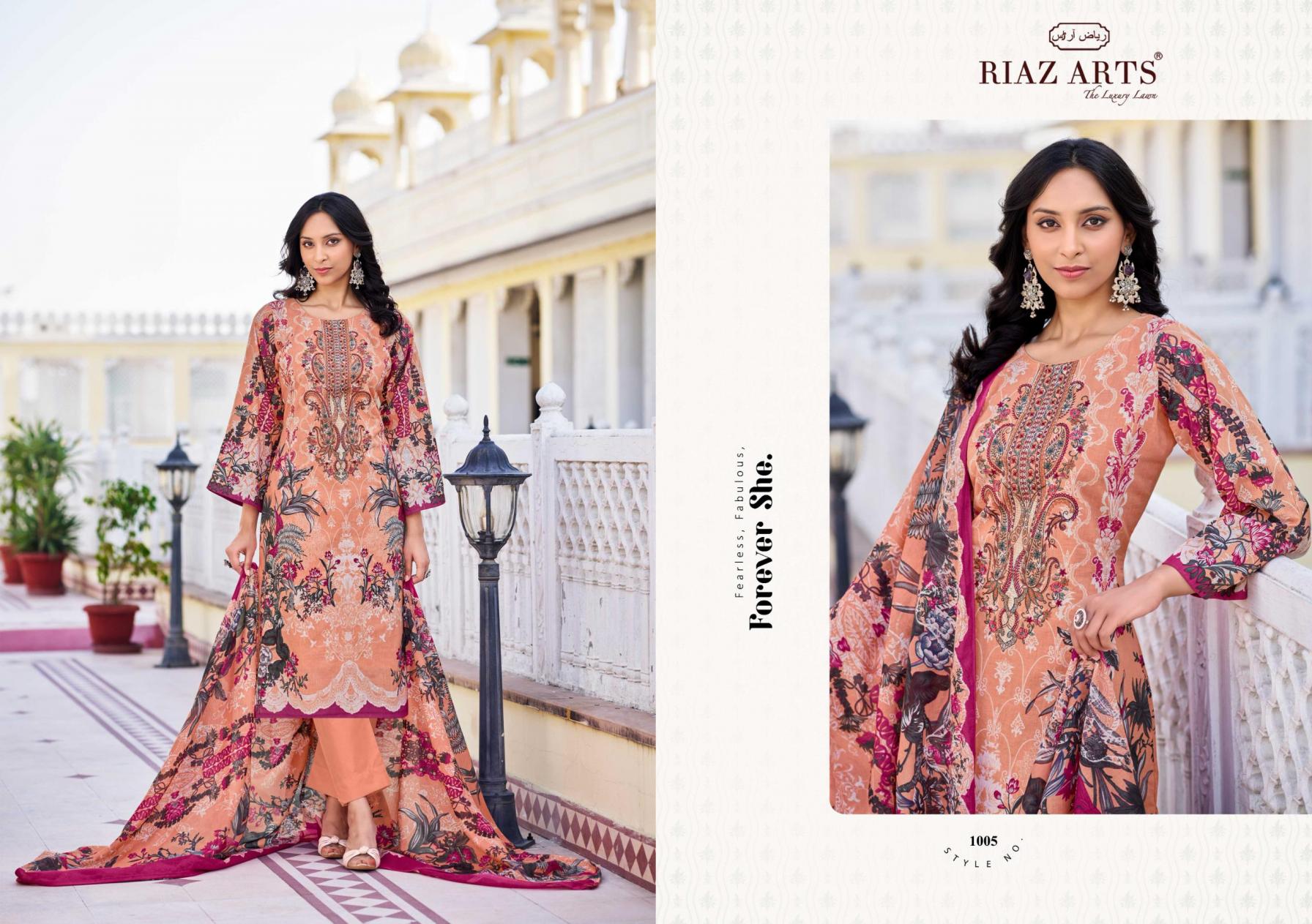 MUSAFIR VOL 26 BY RIAZ ARTS PAKISTANI PURE LAWN CAMBRIC DESIGNER DRESS