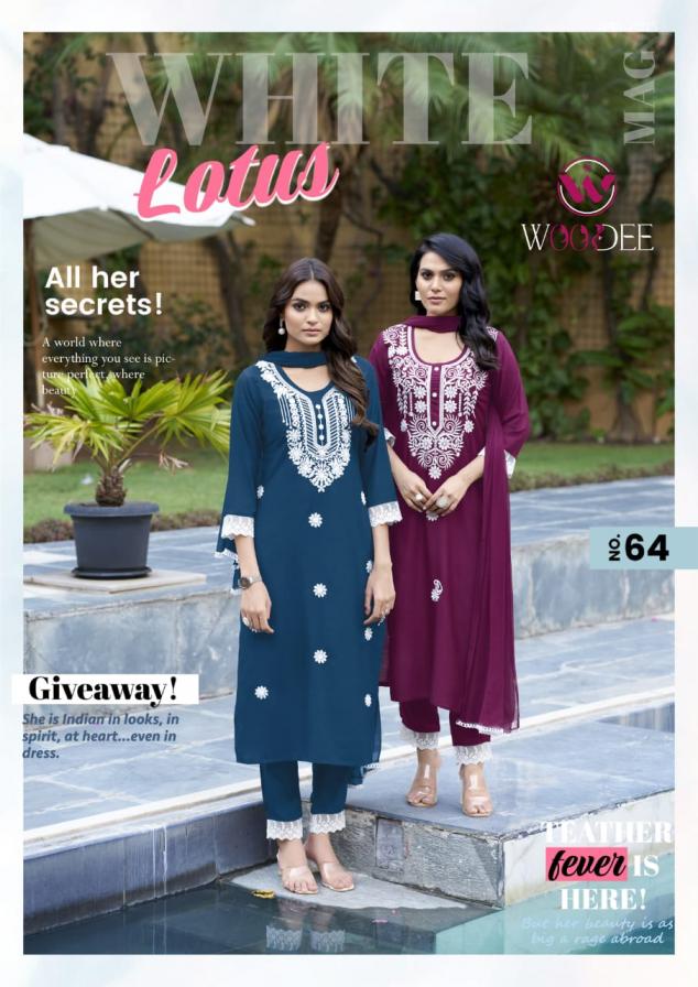 WHITE LOTUS BY WOODEE PREMIUM QUALITY NAZNEEN READYMADE PLUS SIZE 3PCS SUIT