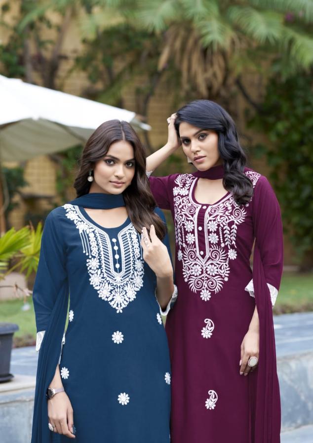 WHITE LOTUS BY WOODEE PREMIUM QUALITY NAZNEEN READYMADE PLUS SIZE 3PCS SUIT