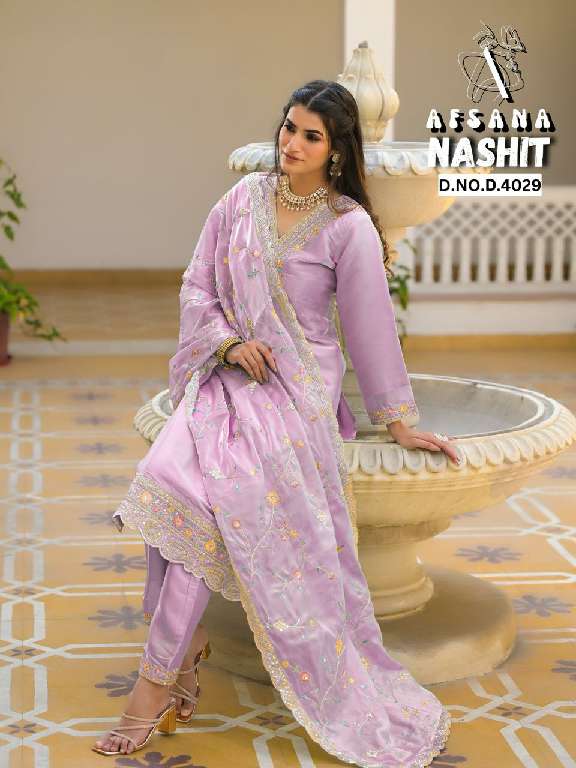 AFSANA NASHIT WHOLESALE JIMI CHOO WITH NECK WORK EMBROIDERED READYMADE STYLIST SUITS