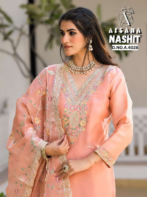 AFSANA NASHIT WHOLESALE JIMI CHOO WITH NECK WORK EMBROIDERED READYMADE STYLIST SUITS