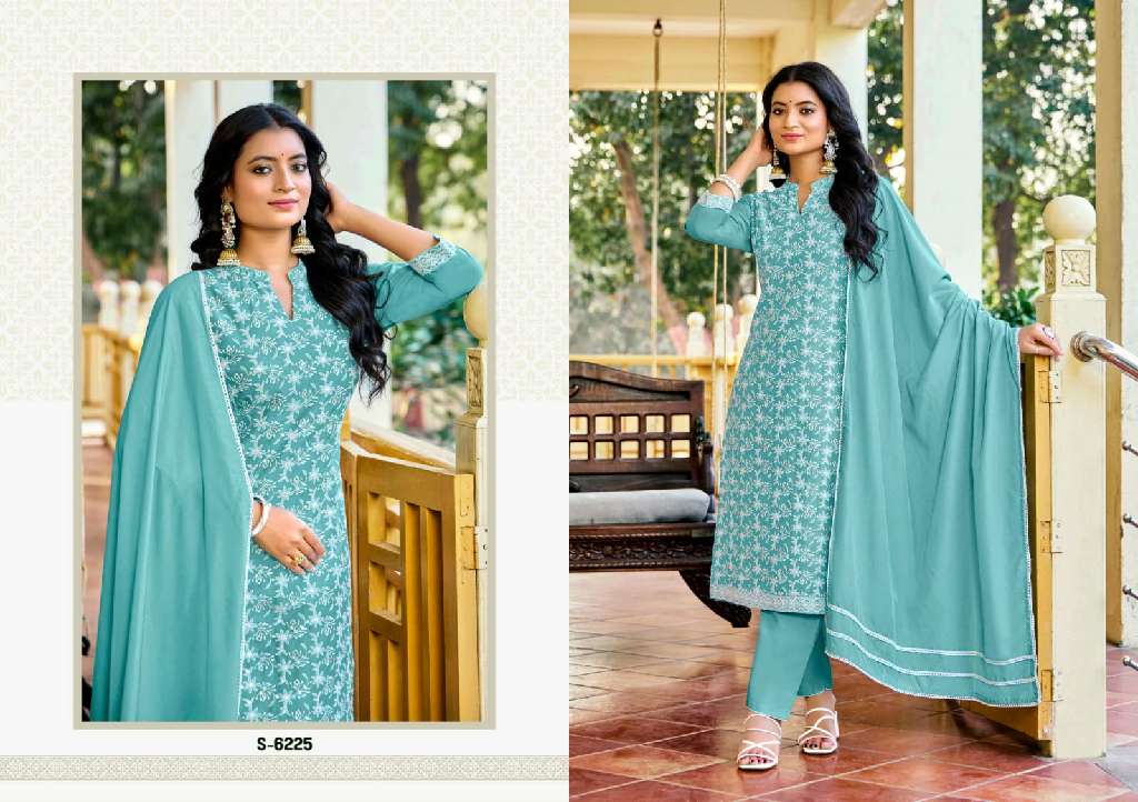 SBS BY SUBHASH VINISHA CHINON BEAUTIFUL COLOR COMBINATION 3 PCS READYMADE SUITS