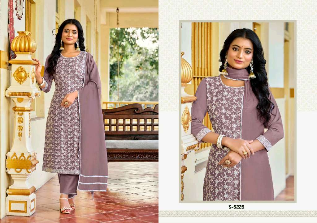 SBS BY SUBHASH VINISHA CHINON BEAUTIFUL COLOR COMBINATION 3 PCS READYMADE SUITS