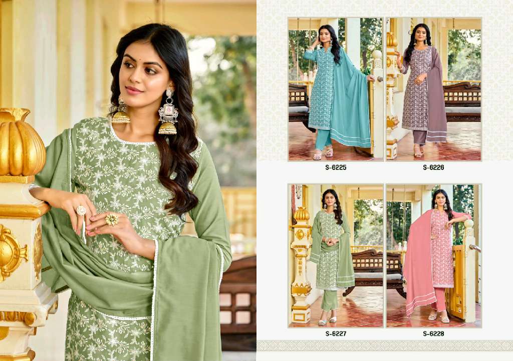 SBS BY SUBHASH VINISHA CHINON BEAUTIFUL COLOR COMBINATION 3 PCS READYMADE SUITS