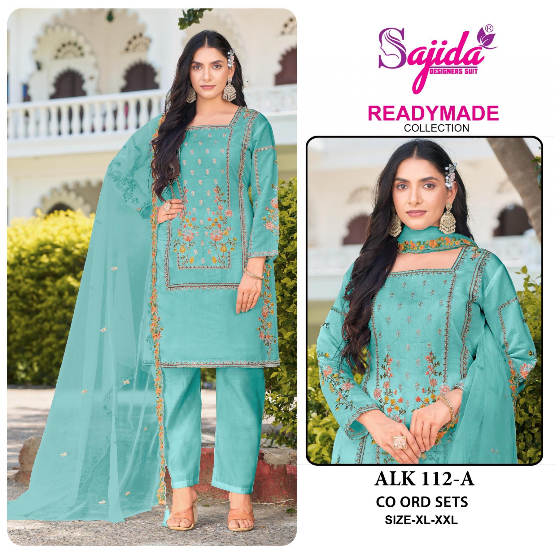 SAJIDA DESIGNER ALK-112 ROMAN SILK READYMADE PAKISTANI STYLISH 3PCS DRESS