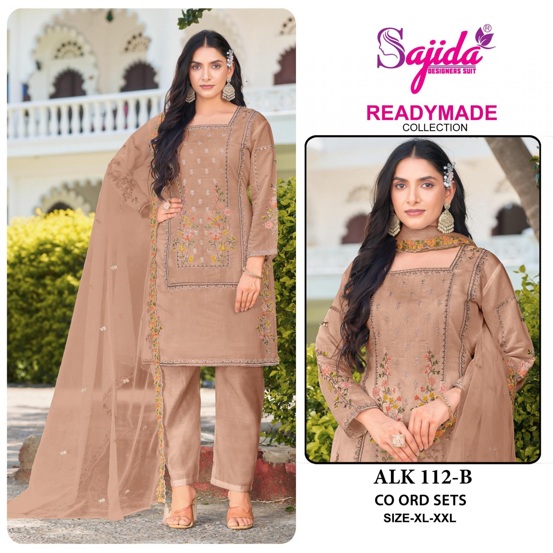 SAJIDA DESIGNER ALK-112 ROMAN SILK READYMADE PAKISTANI STYLISH 3PCS DRESS