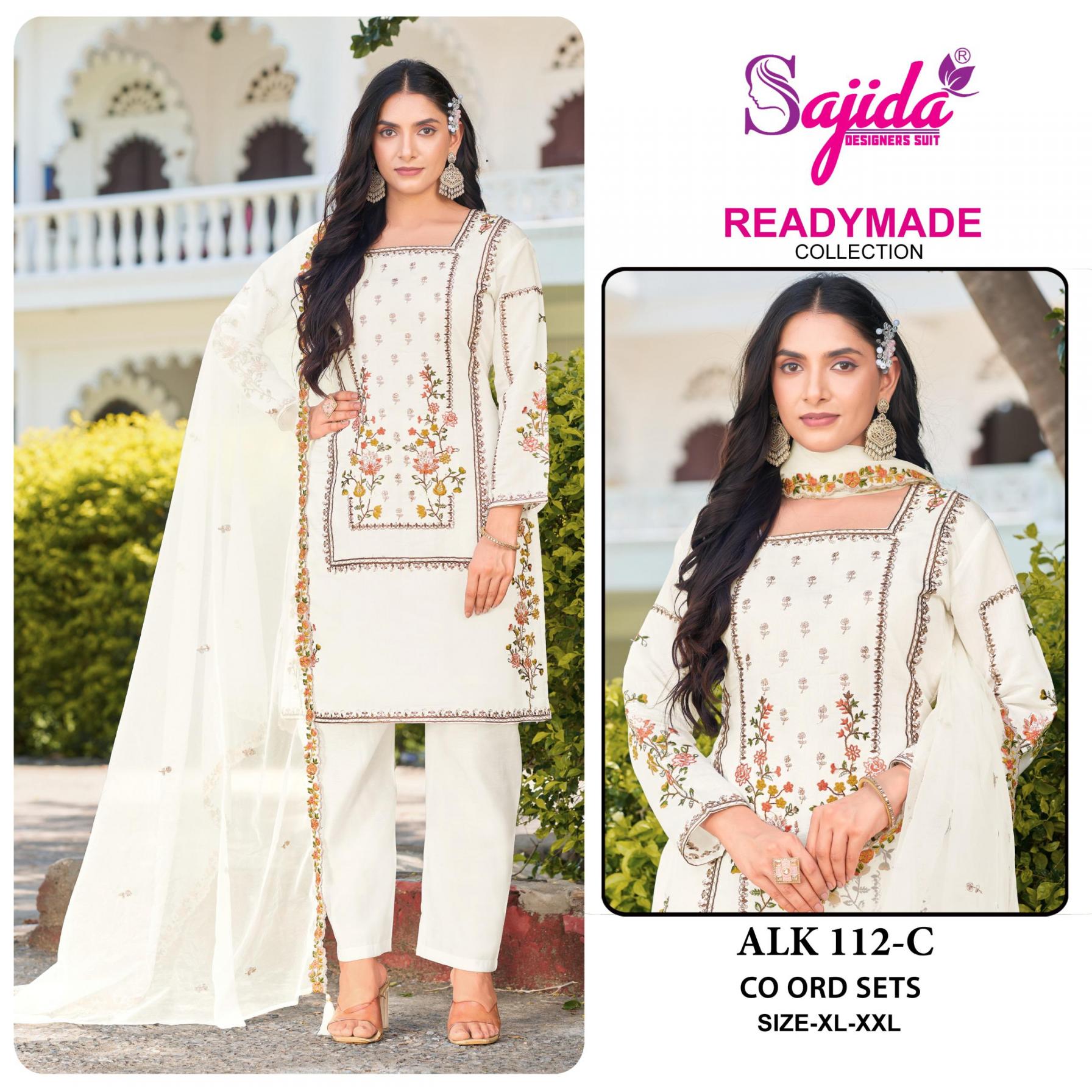 SAJIDA DESIGNER ALK-112 ROMAN SILK READYMADE PAKISTANI STYLISH 3PCS DRESS