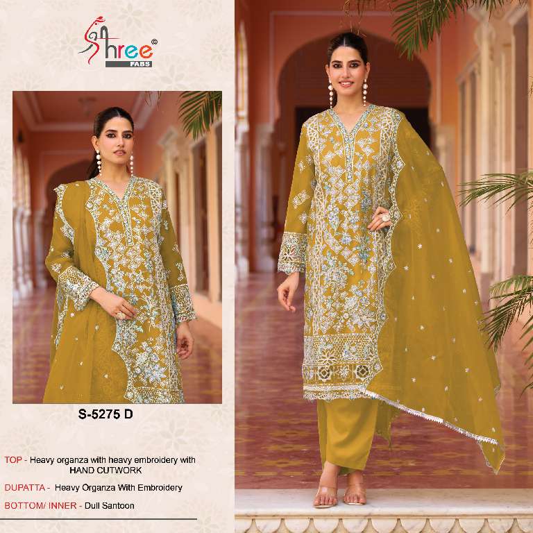 SHREE FABS -5275 COLORS WHOLESALE HEAVY ORGANZA WITH EMBROIDERY CLASSIC STYLE PAKISTANI DRESS