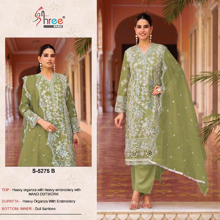 SHREE FABS -5275 COLORS WHOLESALE HEAVY ORGANZA WITH EMBROIDERY CLASSIC STYLE PAKISTANI DRESS
