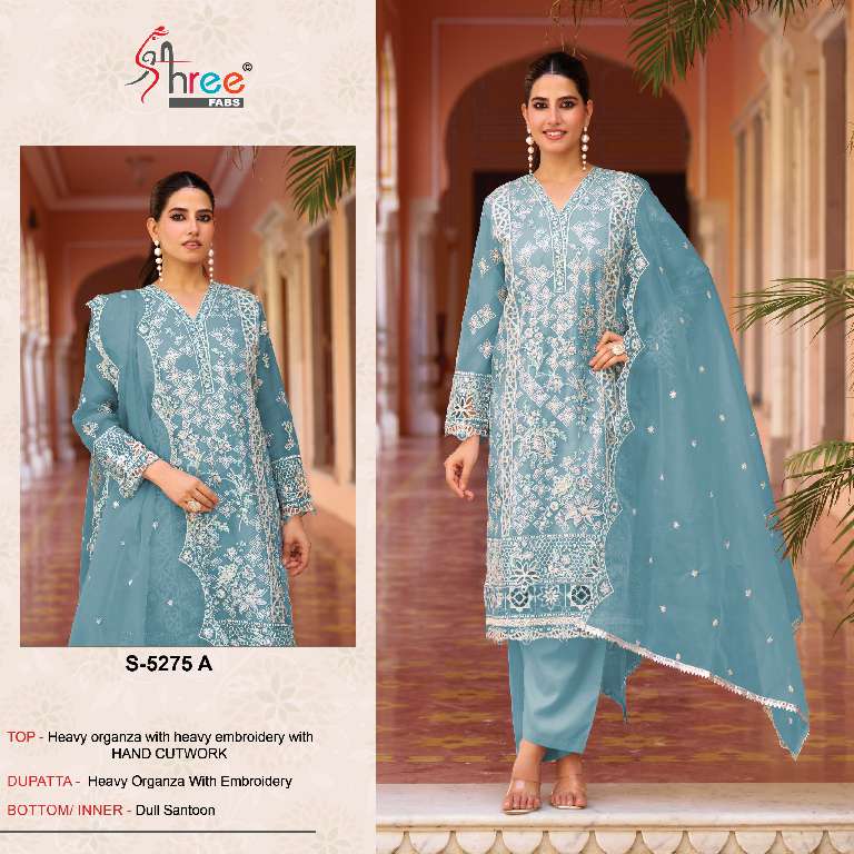 SHREE FABS -5275 COLORS WHOLESALE HEAVY ORGANZA WITH EMBROIDERY CLASSIC STYLE PAKISTANI DRESS
