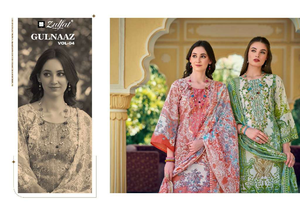 Zulfat Gulnaaz Vol-3 Wholesale Pure Cotton With Heavy Embroidery Work Dress Material