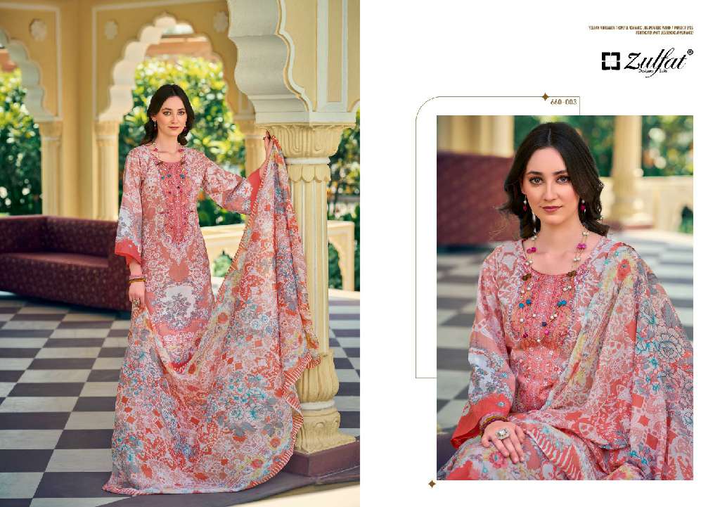 Zulfat Gulnaaz Vol-3 Wholesale Pure Cotton With Heavy Embroidery Work Dress Material