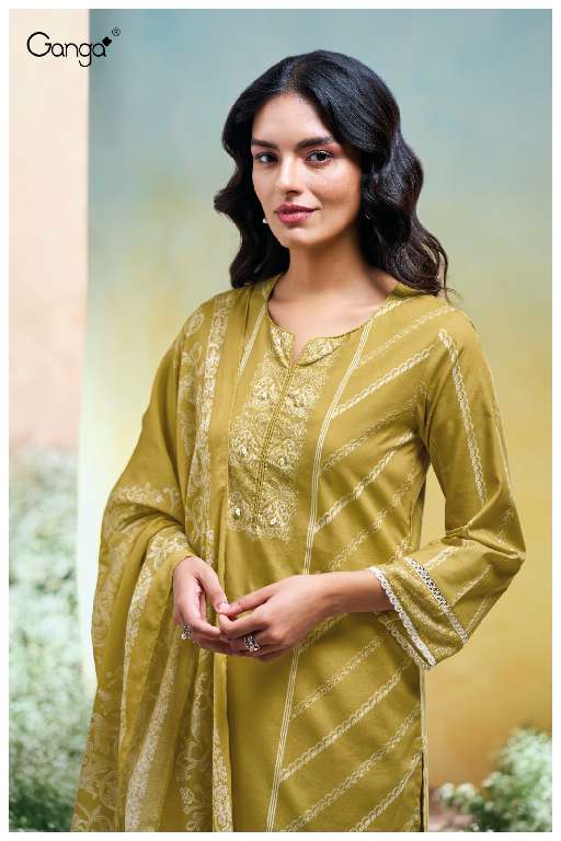 GANGA SANULI S3655 WHOLESALE PREMIUM COTTON PRINTED WITH EMBROIDERY WORK DESIGNER SLAWAR SUITS